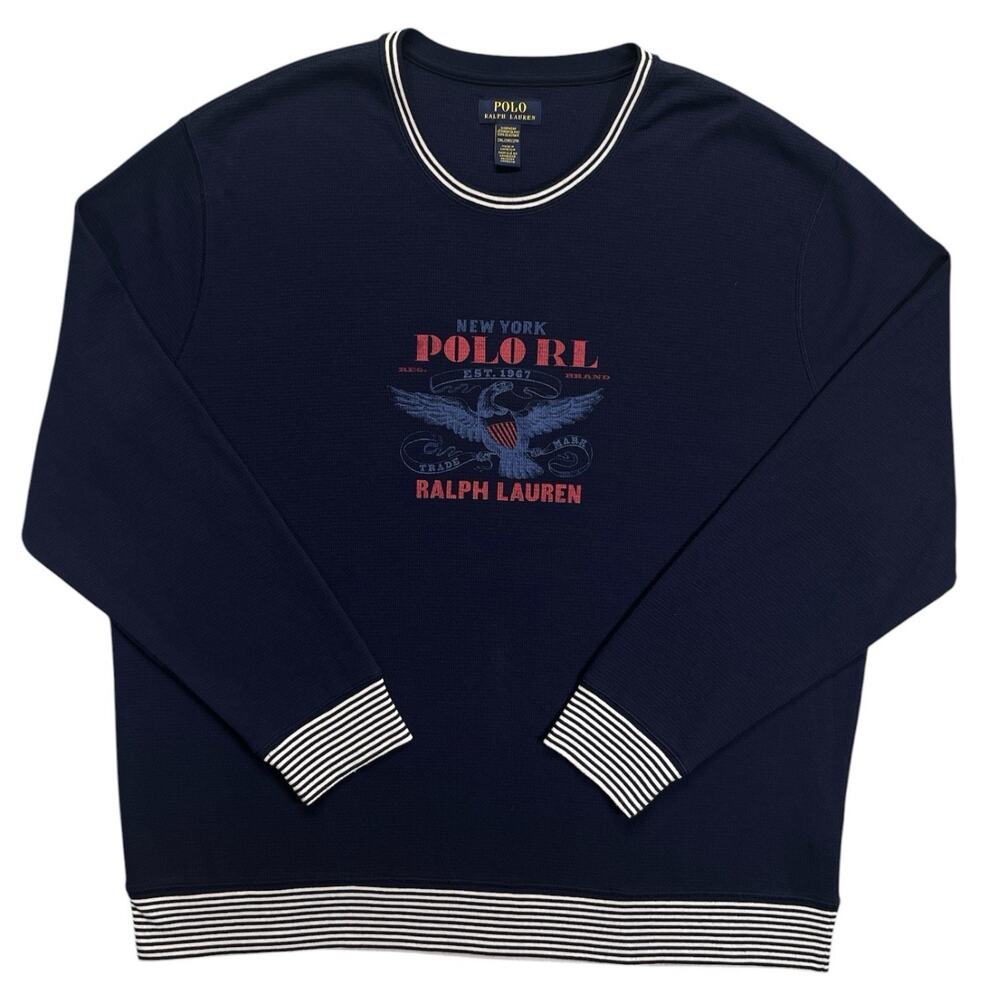 Polo Ralph Lauren Mens Blue Waffle Knit Thermal Pajama Top Men’s Size 2XL